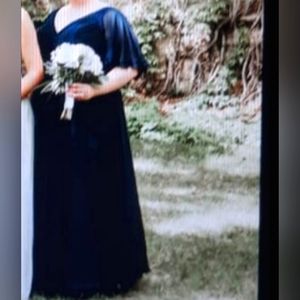 Azazie Navy Blue Long Bridesmaid Dress